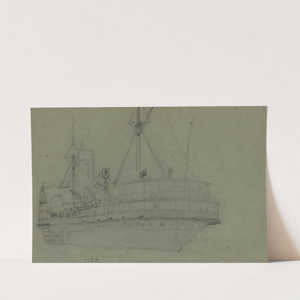 Oblique view of sidewheel steamship by Alfred Rudolph Waud