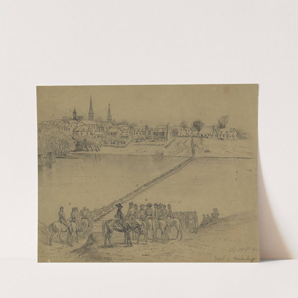 Occupation of Fredericksburg. General McDowell's corps crossing the Rappahannock River on pontoon bridge... by Edwin Forbes