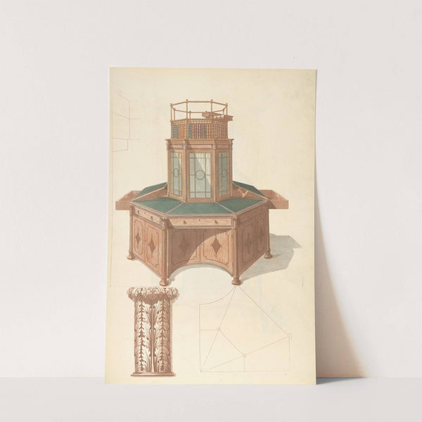 Octagonal writing cabinet and bookcase by Thomas Sheraton