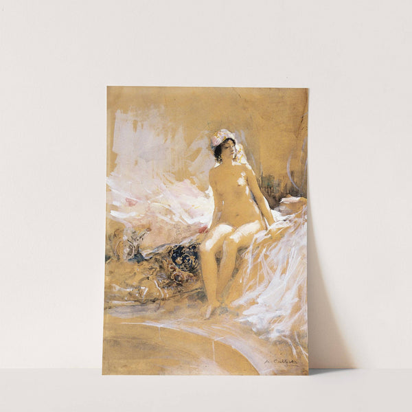 Odalisque assise devant une piscine by Antoine Calbet