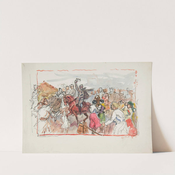 oddział żołnierzy Legionu Ukraińskich Strzelców Siczowych wśród wiwatującej ludności wiejskiej by Ivan Ivanec