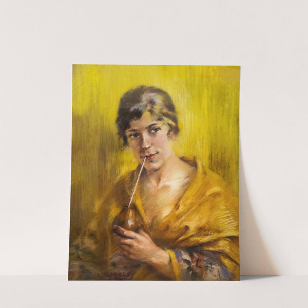 Odette Labouysse buvant du maté (Odette Labouysse drinking mate) by Luce Boyals