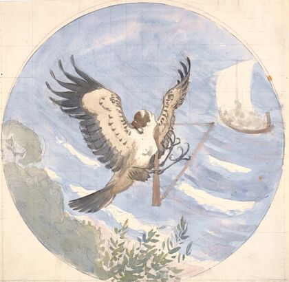 Odysseus sails past the island of the Sirens