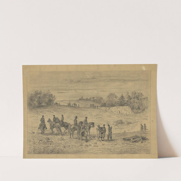 Officers and soldiers on the battlefield of the second Bull Run, recognizing the remains of their comrades by Edwin Forbes