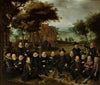 Officieren van de Oude Schutterij van Alkmaar in een landschap