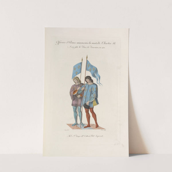 Officiers d'armes annonçans la mort de Charles VI, à son fils le duc de Touraine, en 1422. by Nicolas Xavier Willemin