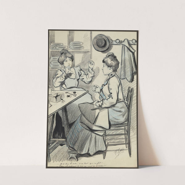 Oh tu sais la vertu ça ne tient qu’à un fil. – Tiens, v’la justement le mien qui vient de se casser (1902) by Fernand Louis Gottlob