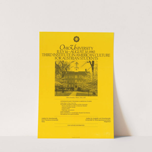 Ohio University, July 14- August 20, 1982. Third Institute in American Culture for Austrian Students by U.S. Information Agency