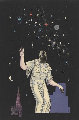 Ohne Titel (Collage, Frau, Gestirne, Stephansdom)