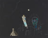 Ohne Titel (Collage, Frau, Mond und Totenkopf)