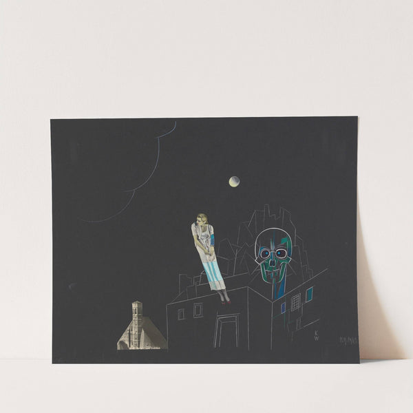 Ohne Titel (Collage, Frau, Mond und Totenkopf) by Karl Wiener