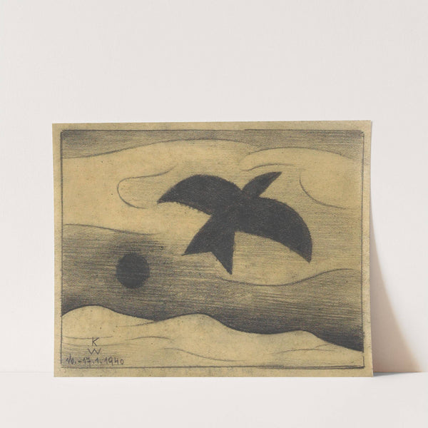 Ohne Titel (fliegender Vogel); aus; 'Die 150 Blätter' by Karl Wiener