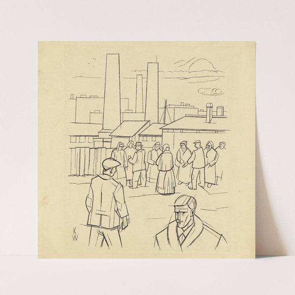 Ohne Titel (Menschen vor einer Fabrik) by Karl Wiener