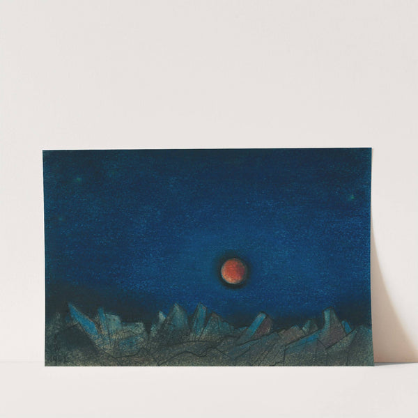 Ohne Titel (Roter Mond über Trümmerlandschaft) by Karl Wiener
