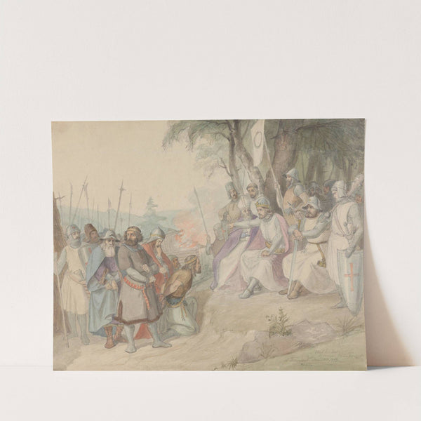 Olav den hellige og de fangne småkonger (1842) by Adolph Tidemand
