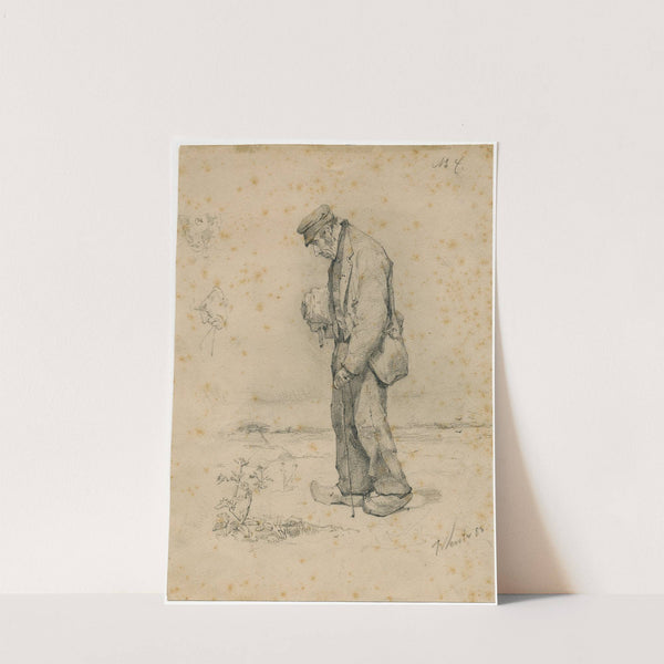 Old bent man with walking stick and bundle under his arm (1883) by Floris Verster
