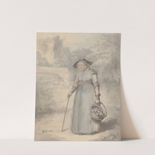 Old Lady with Basket of flowers by Edward Edwards