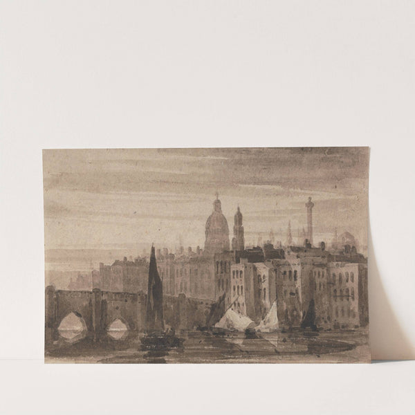 Old London Bridge and St. Paul’s Cathedral From the Thames (ca. 1808) by David Cox