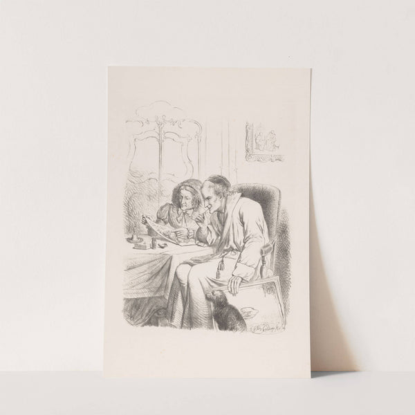 Old man and woman looking at a drawing (1871) by Wilhelmus Petrus van Geldorp