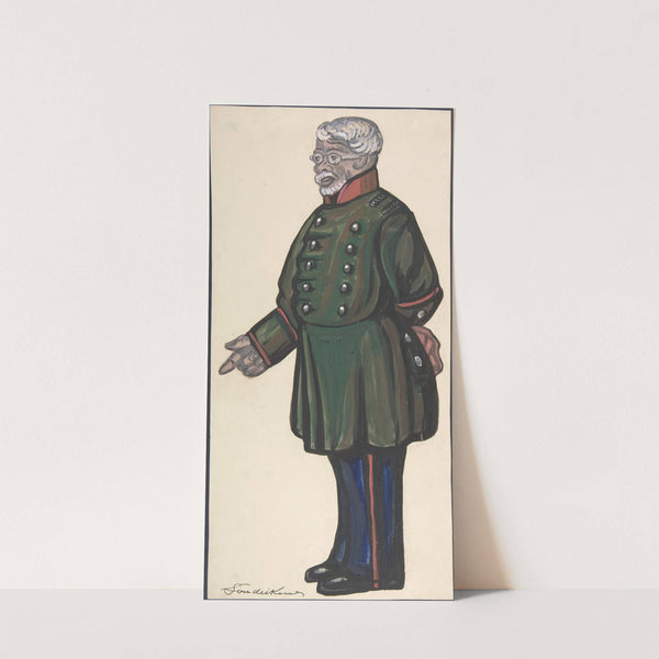Old man in a green military coat by Sergey Yurievich Sudeikin