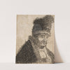 Old man in fur coat and high cap, bust by Rembrandt van Rijn
