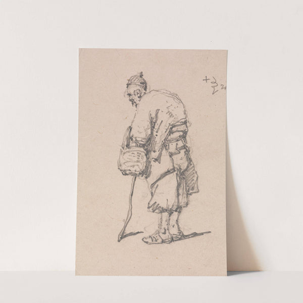 Old Man Leaning on a Stick by George Chinnery