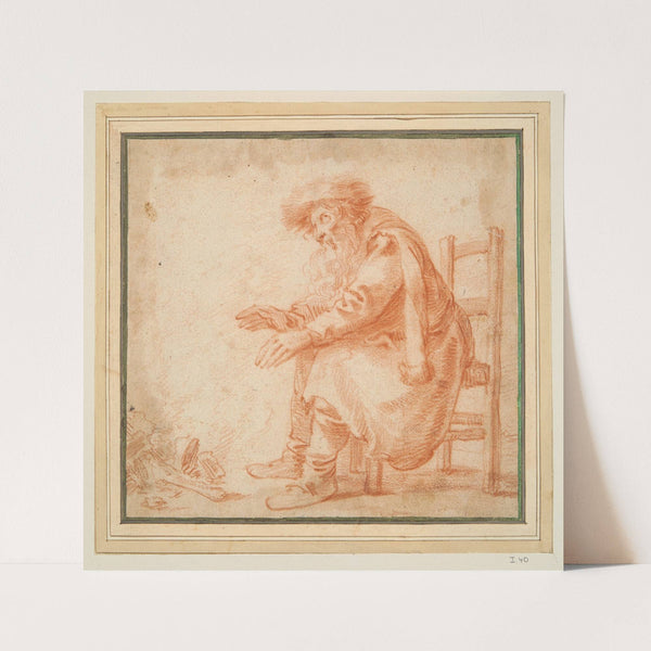Old Man Warming his Hands at a Fire by Pieter Jansz. Quast