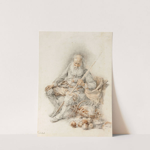 Old Man with a Basket of Fruit and Vegetables by Jacques André Portail