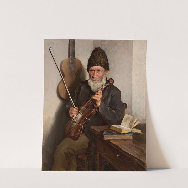 Old man with a fiddle by Władysław Ciesielski