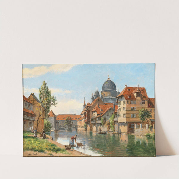 Old Nuremberg, a View of the Synagogue from the Pegnitz River by August Fischer
