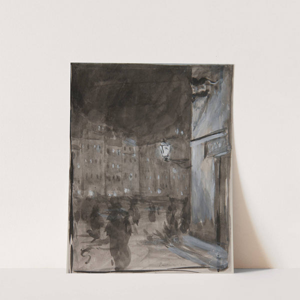 Old Town Market Square in Warsaw at night (study of the motif for the oil painting) by Józef Pankiewicz