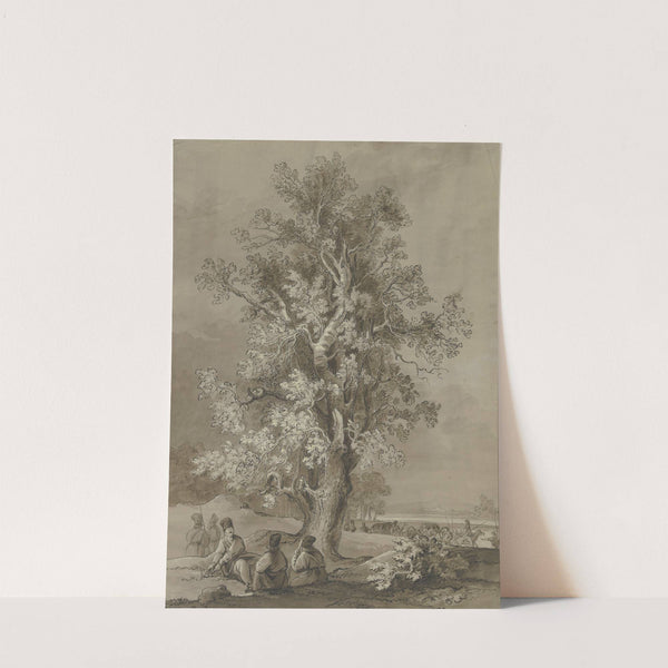 Old tree with camping men by Josef Fischer