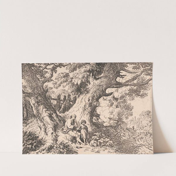 Old Trees with Old Man, Child and Dog by Richard Corbould
