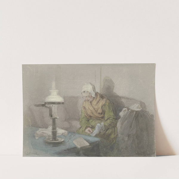 Old woman by lamplight (ca. 1860) by Angilbert Göbel