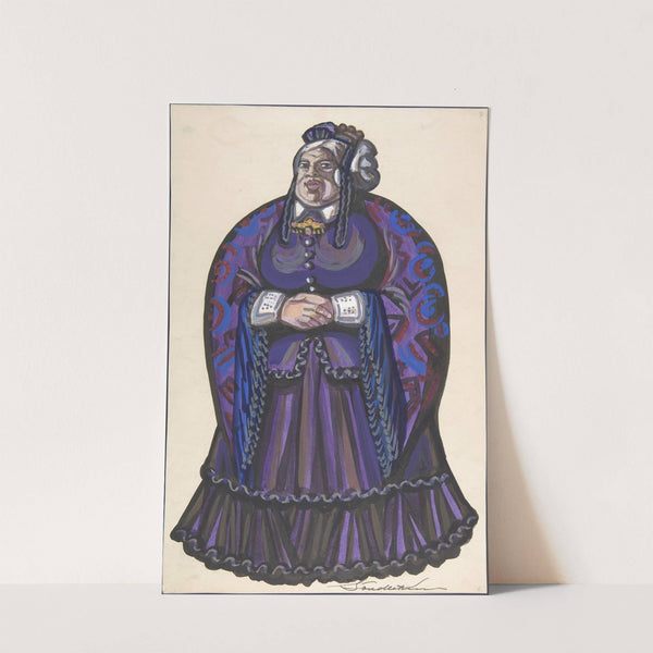 Old Woman in a purple dress by Sergey Yurievich Sudeikin
