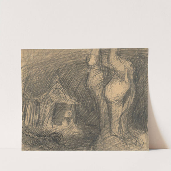 Old Woman in front of a Small Cottage in the Woods by Ján Novák