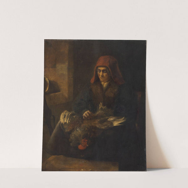 Old Woman Plucking a Fowl (1650-1655) by Follower of Rembrandt van Rijn