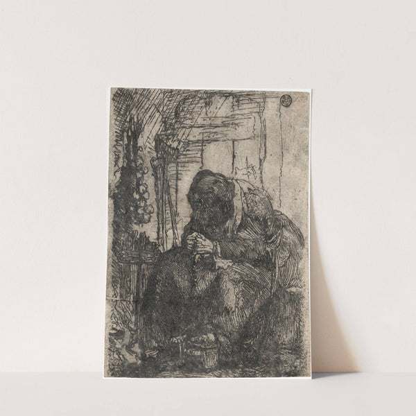 Old Woman seated in a Cottage with a String of Onions on the Wall by Rembrandt van Rijn