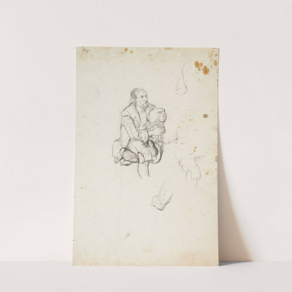 Old Zampogna player, sitting by Johann Baptist Kirner