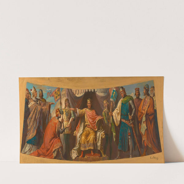 Ölskizze für die Fresken in der Ruhmeshalle des Arsenals; Friedrich Barbarossa belehnt Heinrich Jasomirgott und Heinrich den Löwen (ca. 1860) by Karl von Blaas