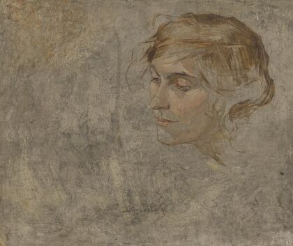 Ölskizze mit Portrait einer Frau