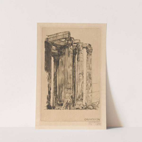 Olympieion met twee mannen voor een zuil (1937) by Huib Luns