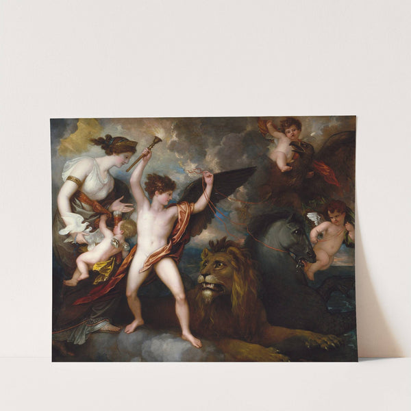 Omnia Vincit Amor, Or The Power of Love in The Three Elements (1809) by Benjamin West