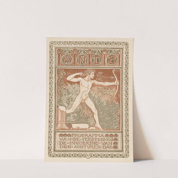 Omslagontwerp voor; Feestprogramma van de Algemene Nederlandse Diamantbewerkersbond bij de invoering van de achturendag by Richard Nicolaüs Roland Holst