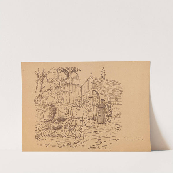 On a Sunday Evening by a Village Church (1915-1918) by Józef Rapacki