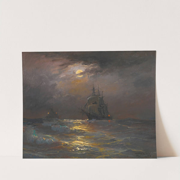 On high seas, by moonlight (1919) by Diyarbakirli Tahsin