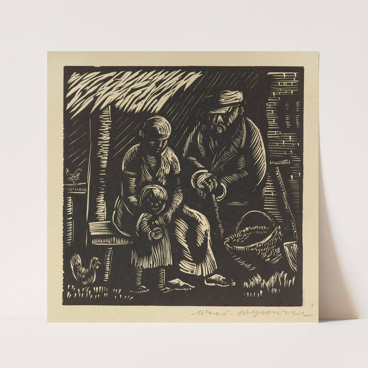 On the bench in front of the house (1934) by Wacław Wąsowicz