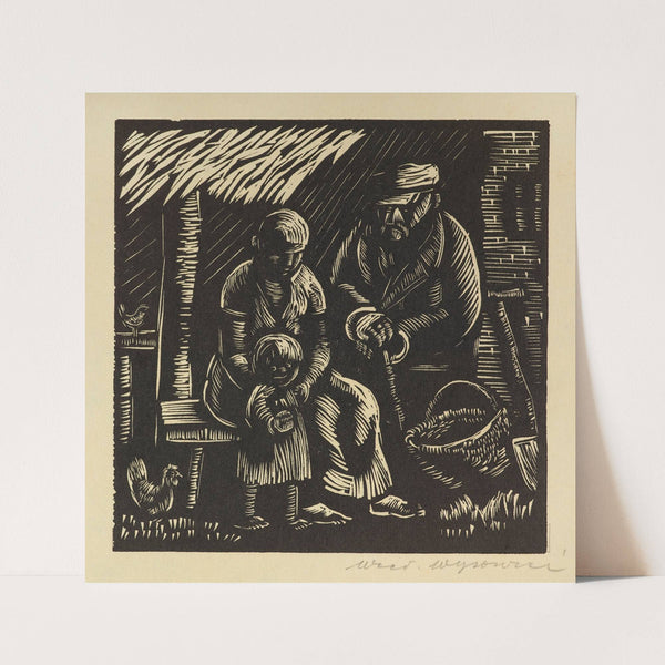 On the bench in front of the house (1934) by Wacław Wąsowicz