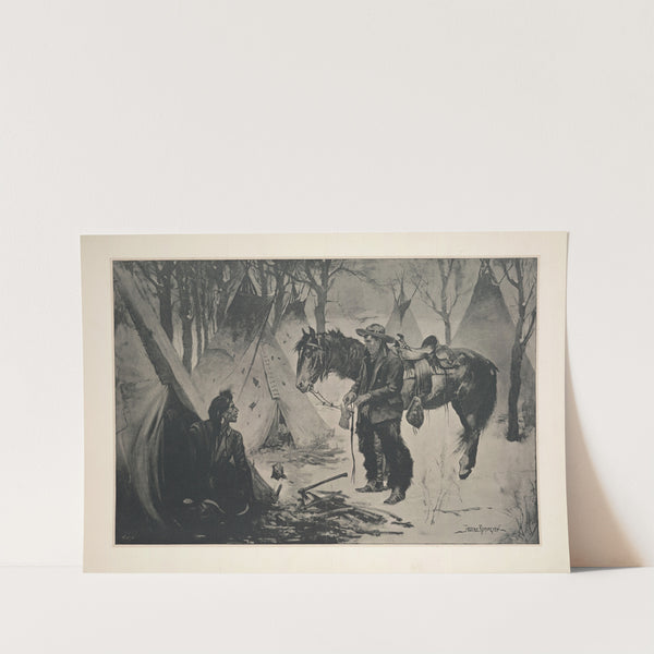 On the Cattle Range–‘What’s the Show for a Christmas Dinner, Chief (1890) by Frederic Remington