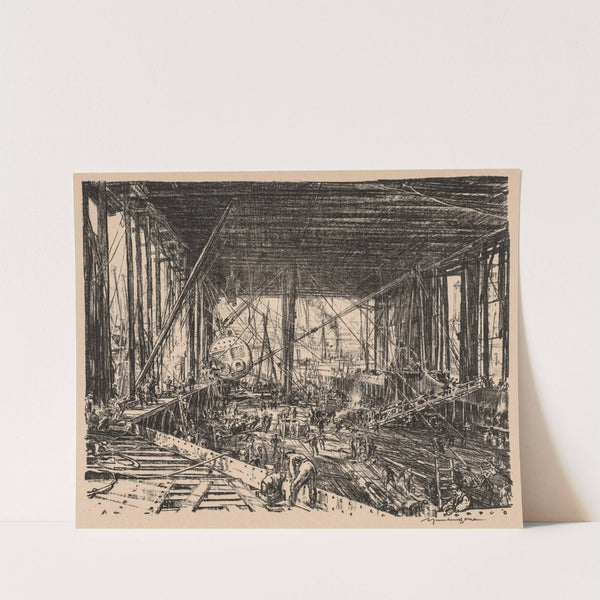 On the Clyde, 1917-1918; The Floor of the Train Ferry (1917–1918) by Muirhead Bone